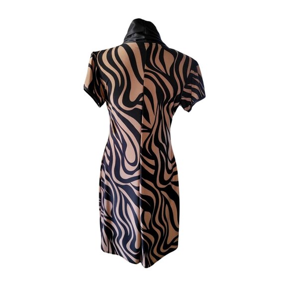 Zebra Print Dress with Scarf Detail & Gold Accent Size M - Picture 2 of 8